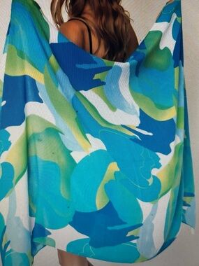 Blue & Green Abstract Scarf/Wrap